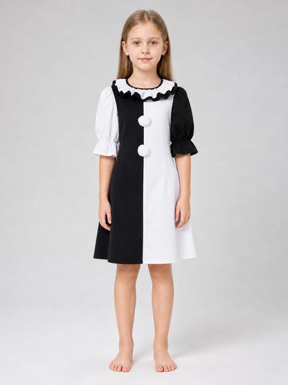 Black-and-white clown costume dress for cosplay