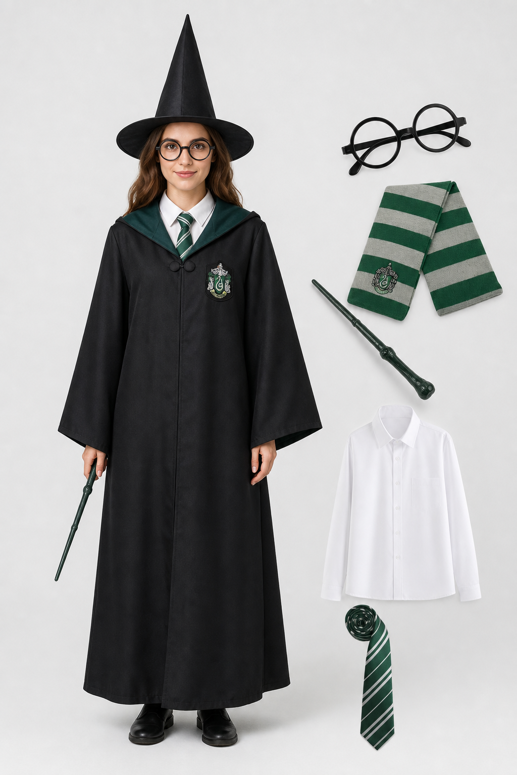Wizard Costume: Robe, Hat, and Accessories