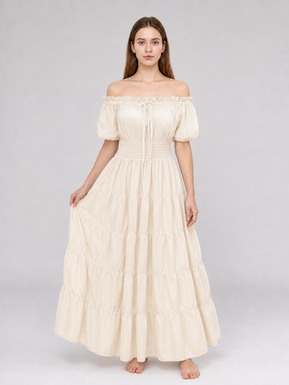 Tiered Long Dress in a Medieval Style