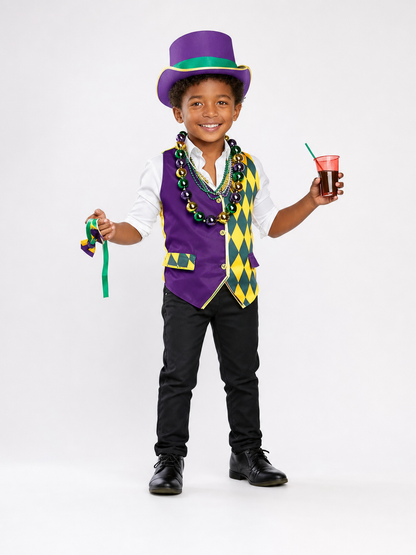 Children's Carnival Costume Plaid Vest and Hat
