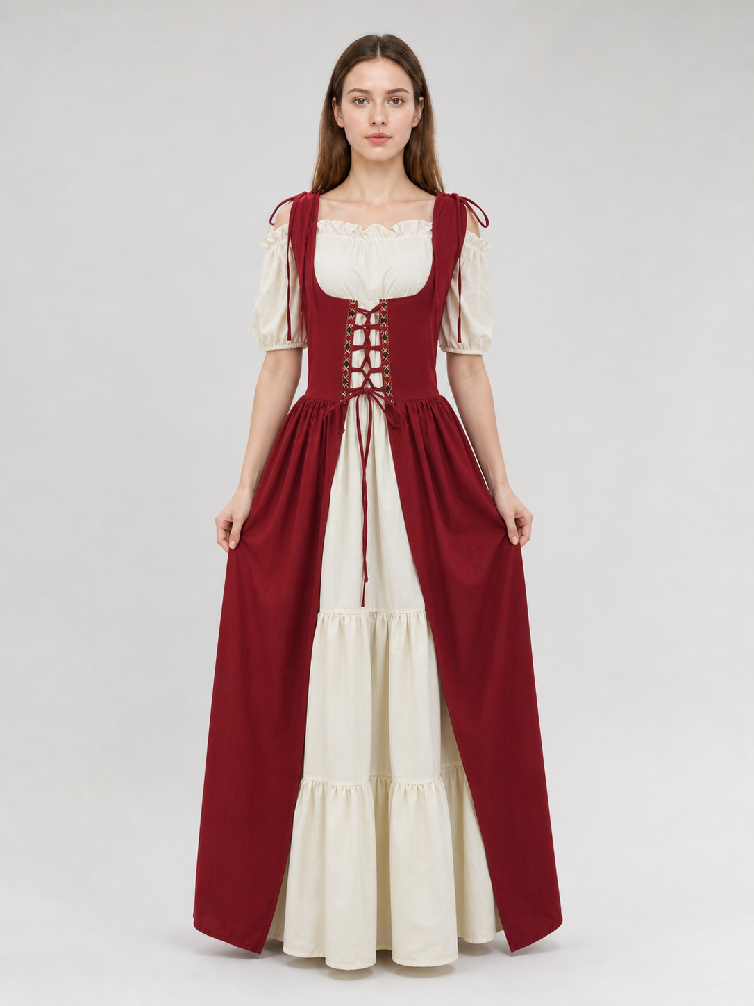 Two-Piece Renaissance-Style Dress, Burgundy