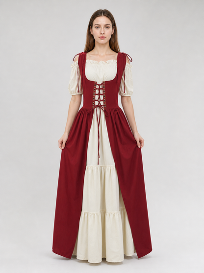 Two-Piece Renaissance-Style Dress, Burgundy