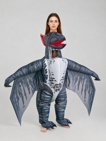 Gray Bird Mascot Costume with Wings, One Size