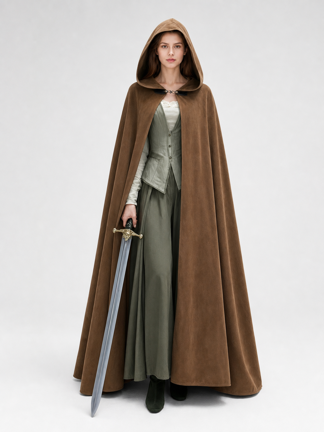 Brown Hooded Costume Cloak
