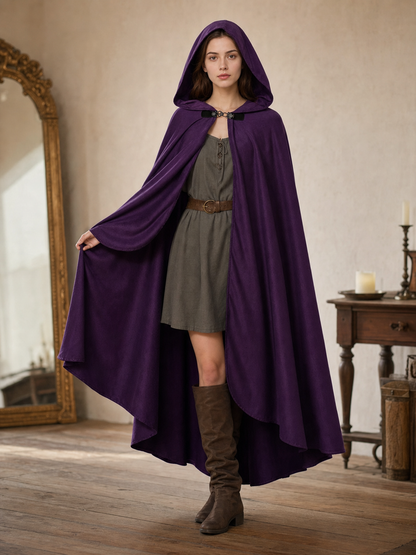 Purple Hooded Medieval Costume Cloak