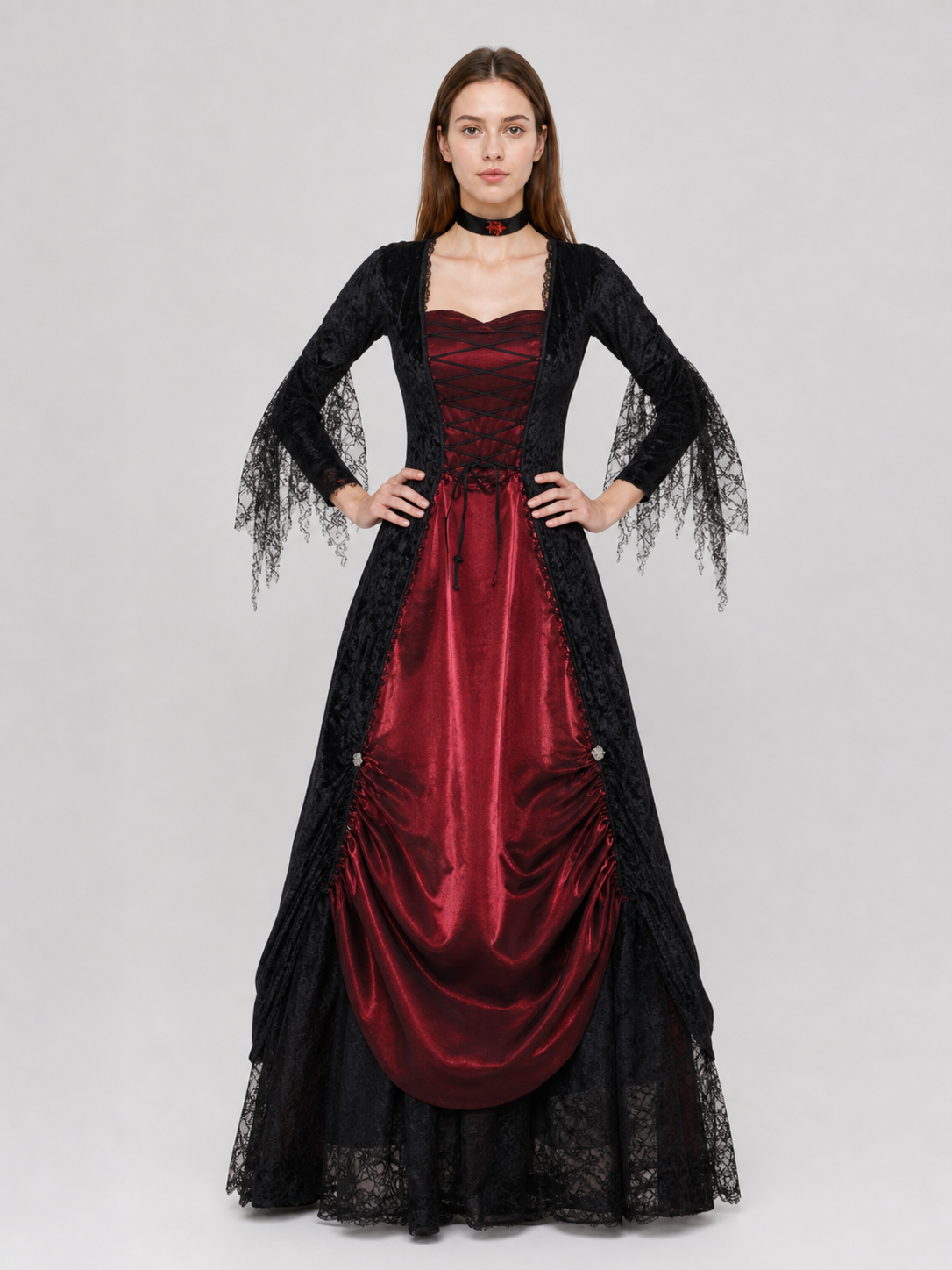 Gothic Vampire Halloween Dress with Choker