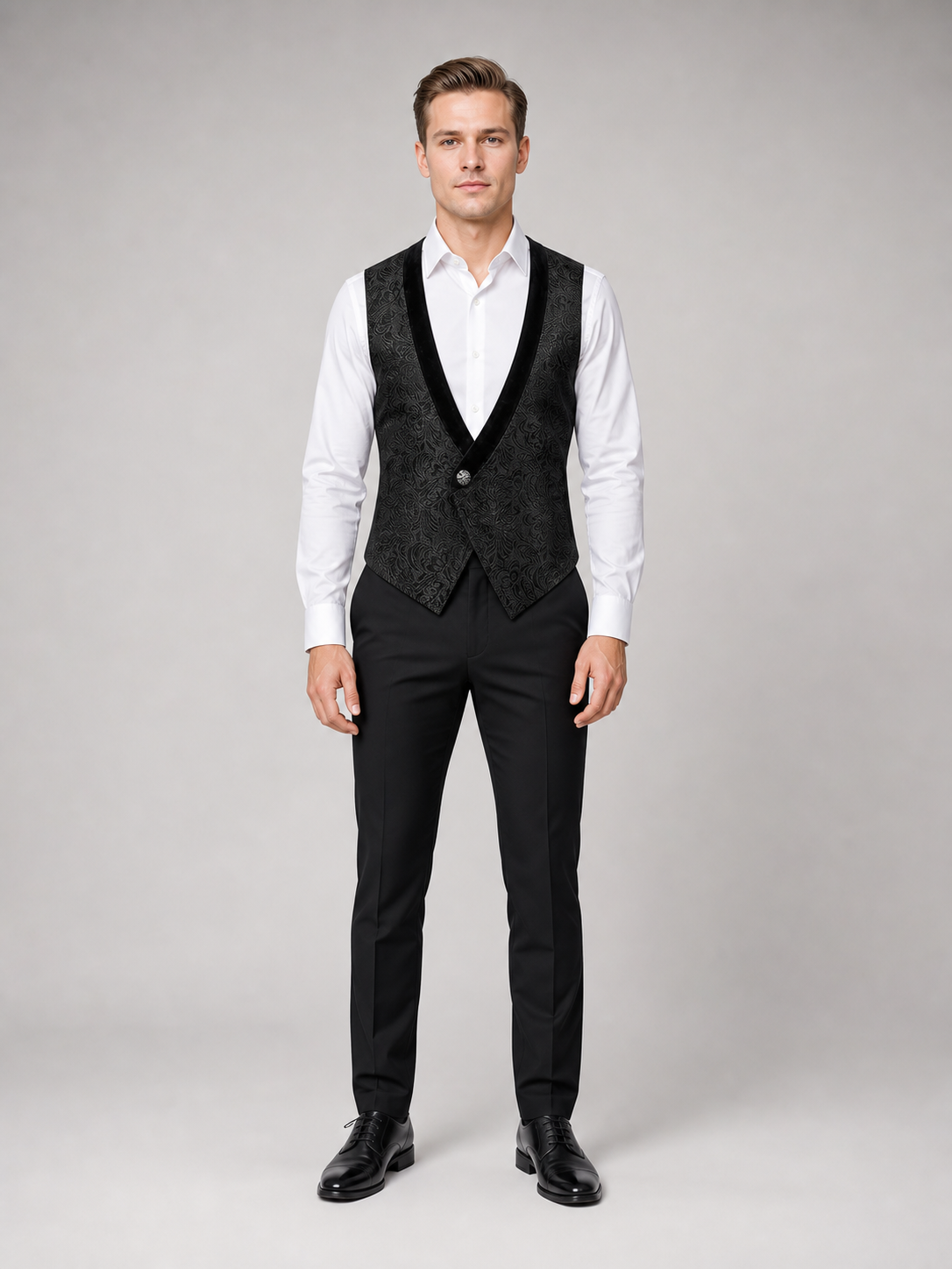 Black Jacquard Vest for Halloween