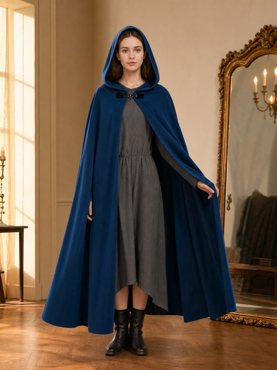 Hooded Fantasy Archer Cloak with Pointed Hood, Medieval Costume for Cosplay, Fantasy Events and Stage Performances