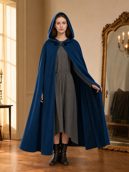 Hooded Fantasy Archer Cloak with Pointed Hood, Medieval Costume for Cosplay, Fantasy Events and Stage Performances
