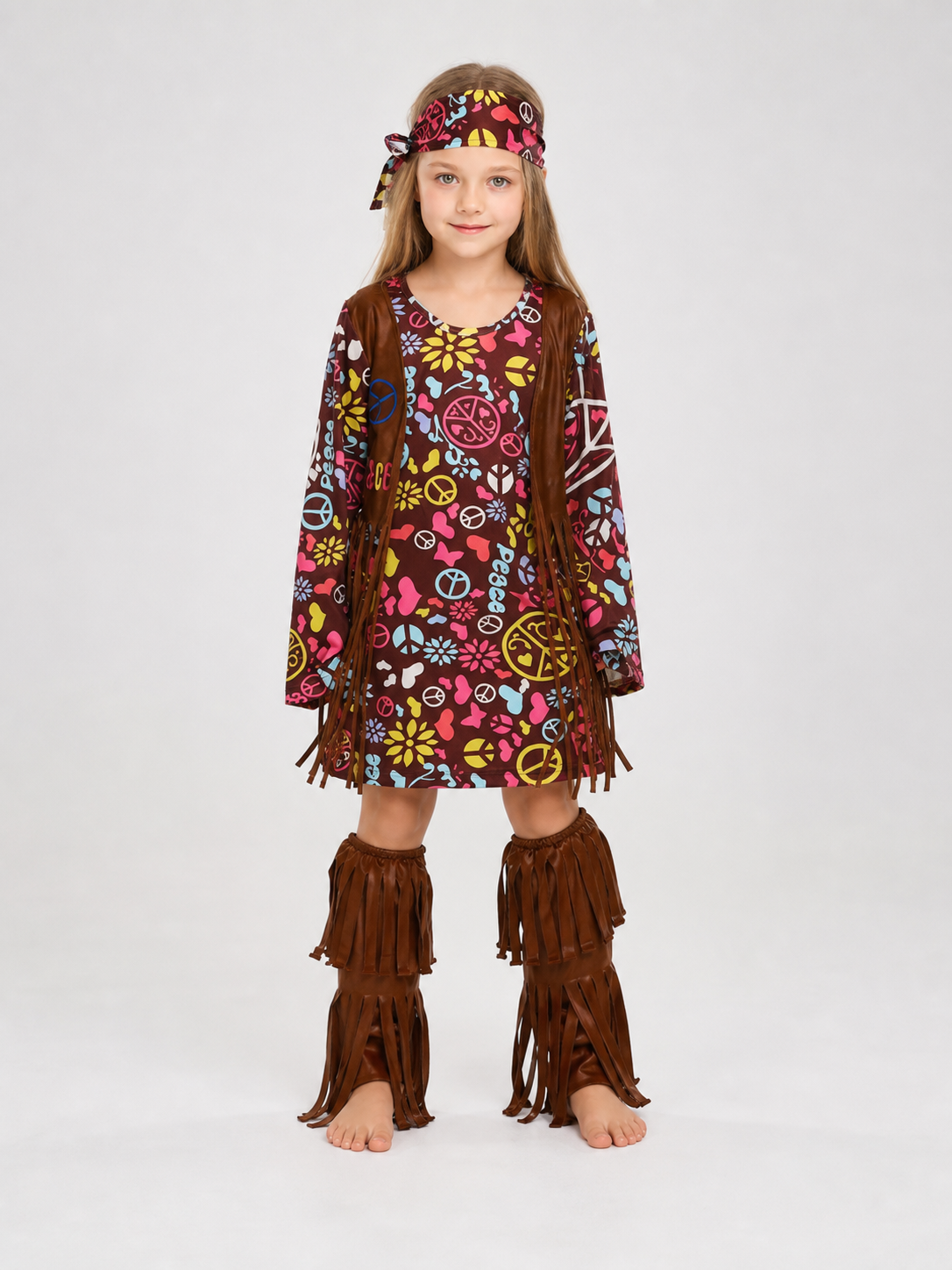Carnival costume with fringe and colorful print