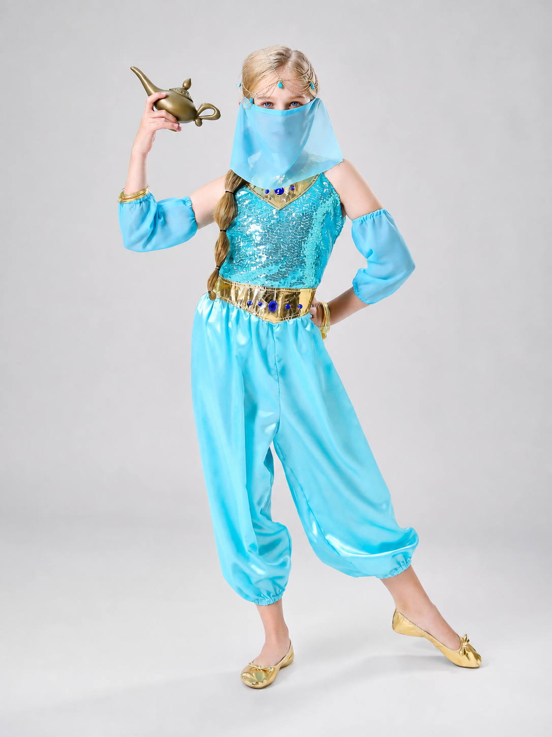 Carnival Princess Costume with Veil and Sequins