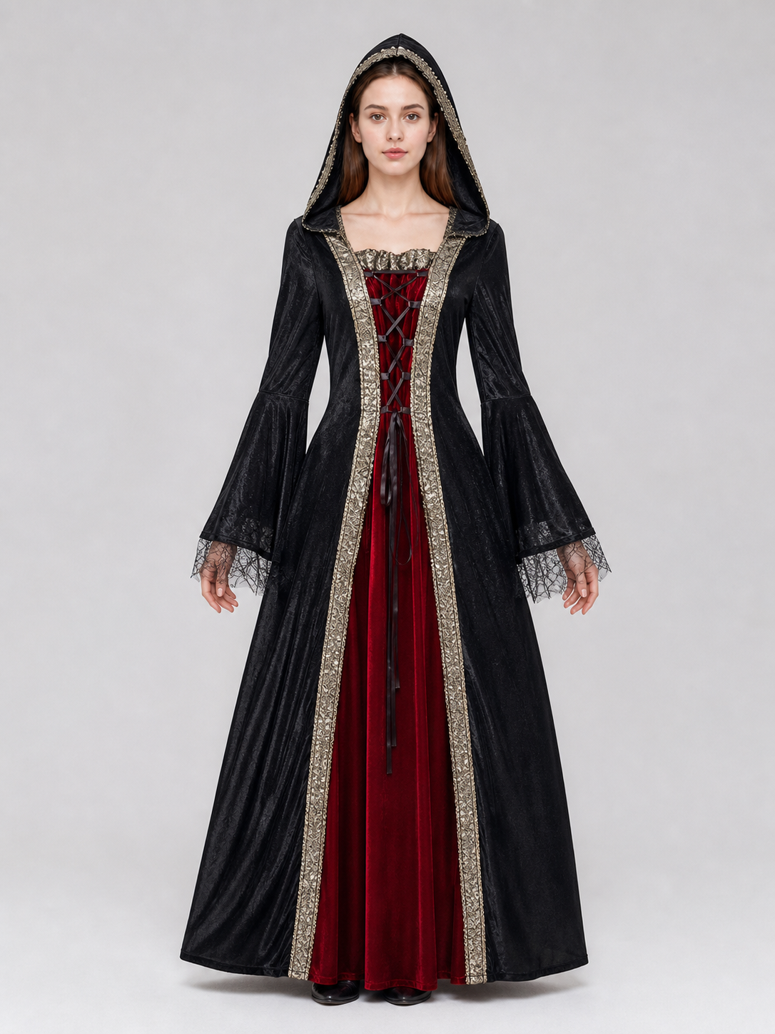 Gothic hooded costume dress for cosplay