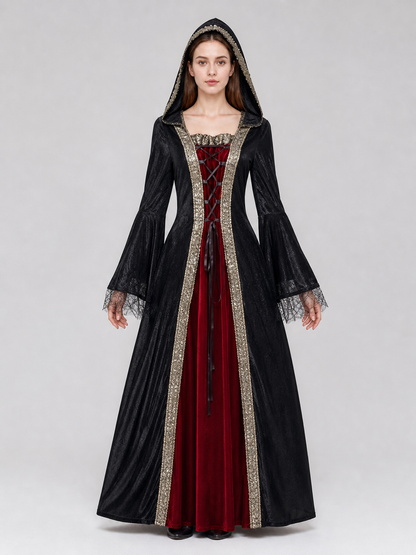 Gothic hooded costume dress for cosplay