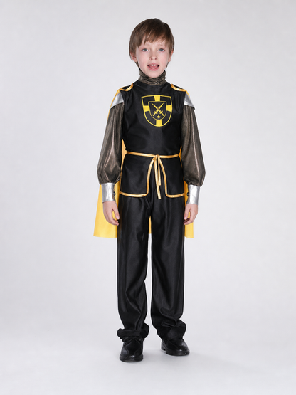 Children's knight costume with tunic, cape, and pants