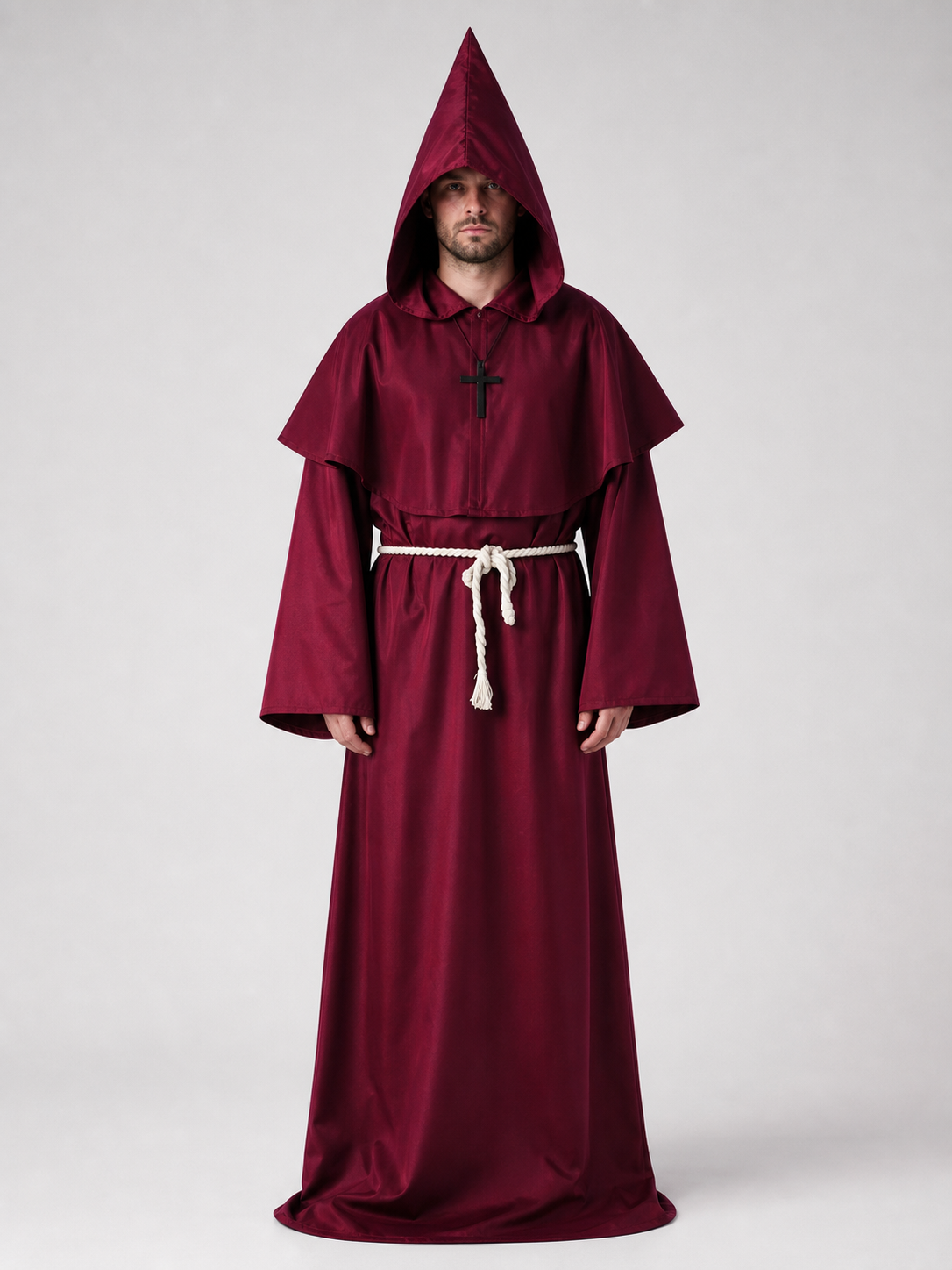 Halloween Hooded Wizard Robe with Belt