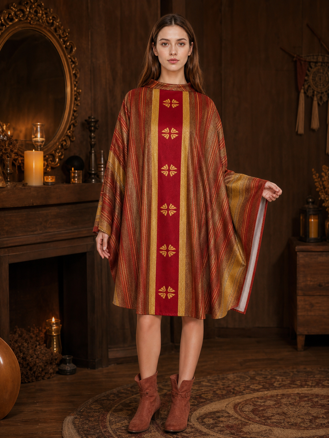 Medieval Cosplay Cloak with Gold Decoration