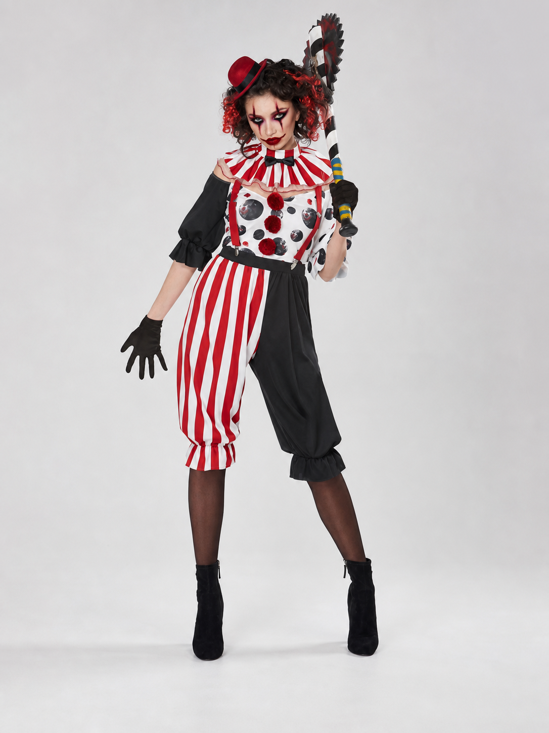 Halloween Clown Costume with Collar and Gloves