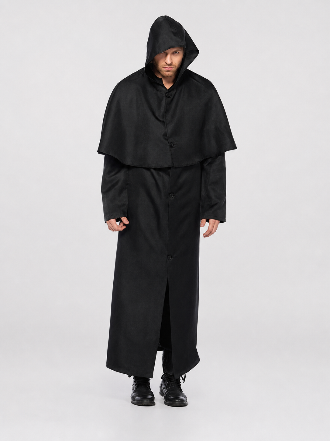 Black hooded cloak for cosplay and Halloween