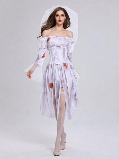 Halloween Cosplay Costume Dress with Veil