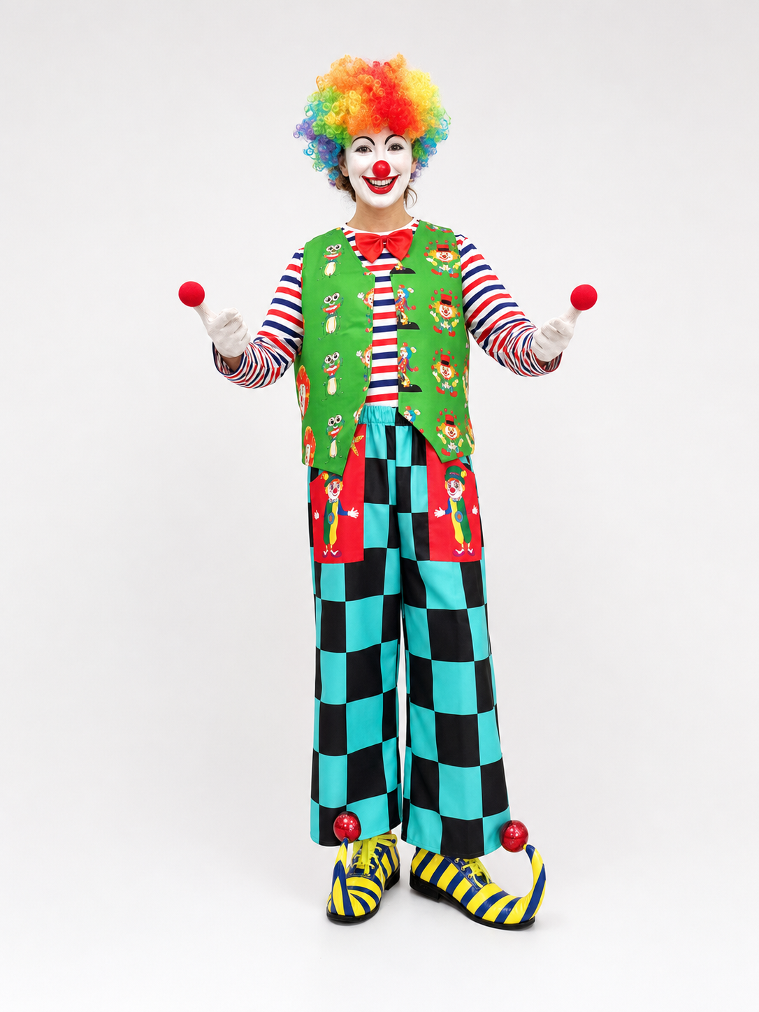 Bright clown costume for performances and parties