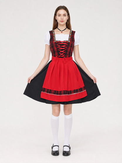 Plaid Oktoberfest-style costume dress
