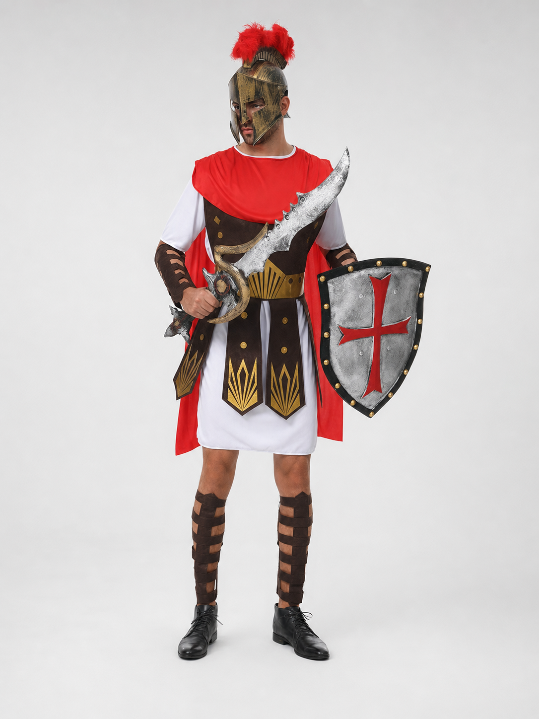 Roman warrior costume with shield and sword for cosplay