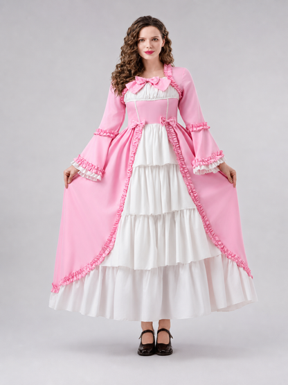 Ruffled Vampire Costume Dress, Pink and White