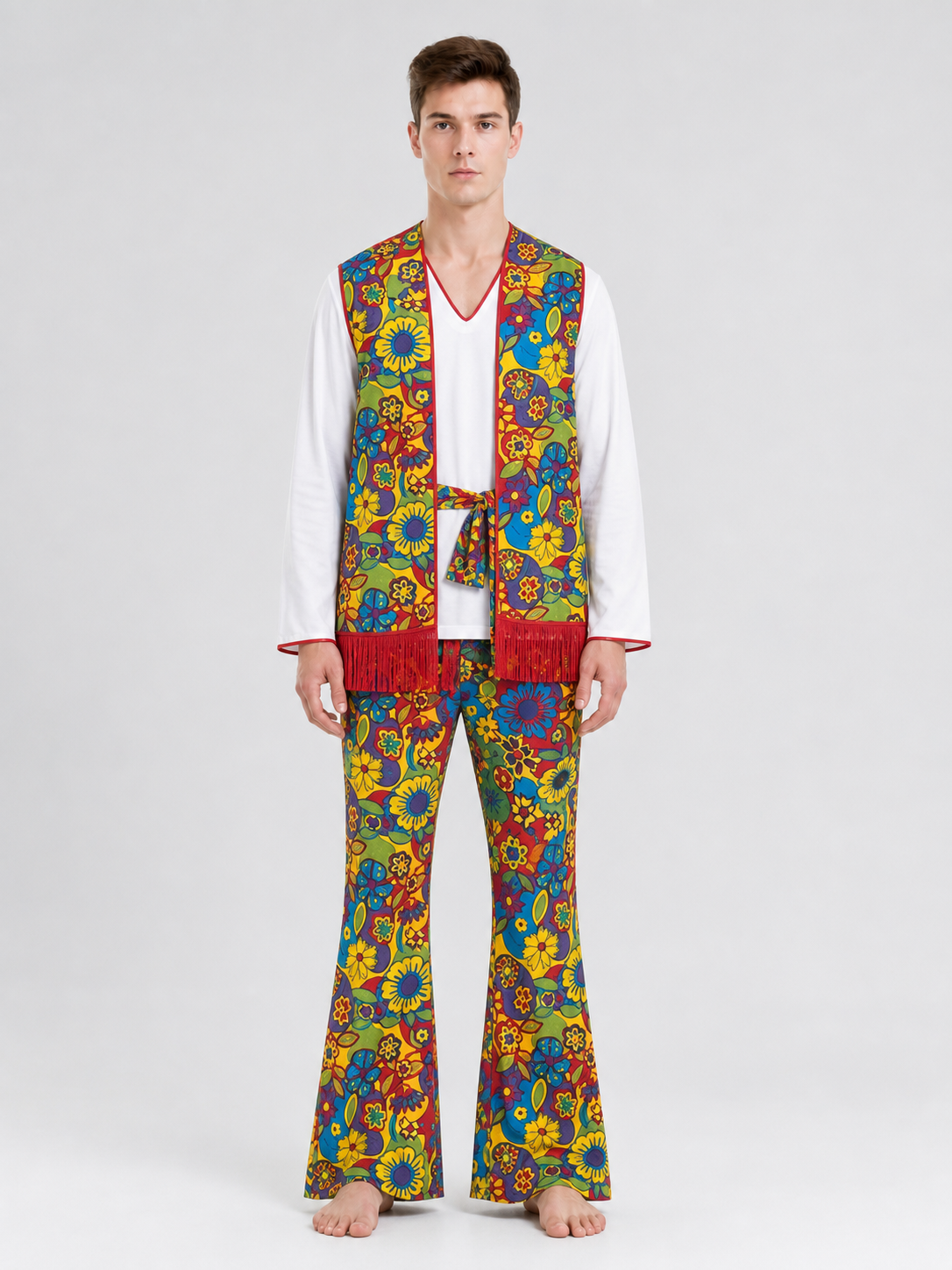 Disco Costume with Bell-Bottoms and Accessories