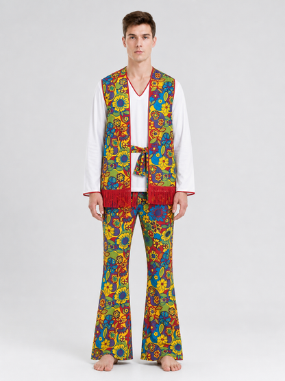 Disco Costume with Bell-Bottoms and Accessories
