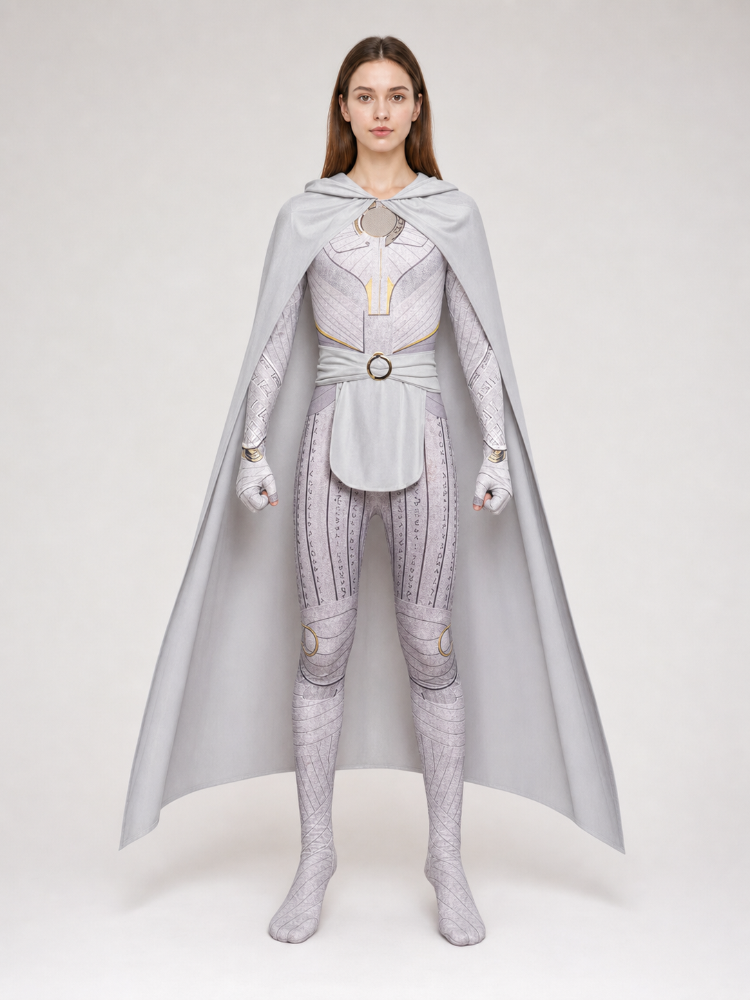 Superhero cosplay costume with hood and cape