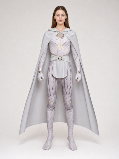 Superhero cosplay costume with hood and cape