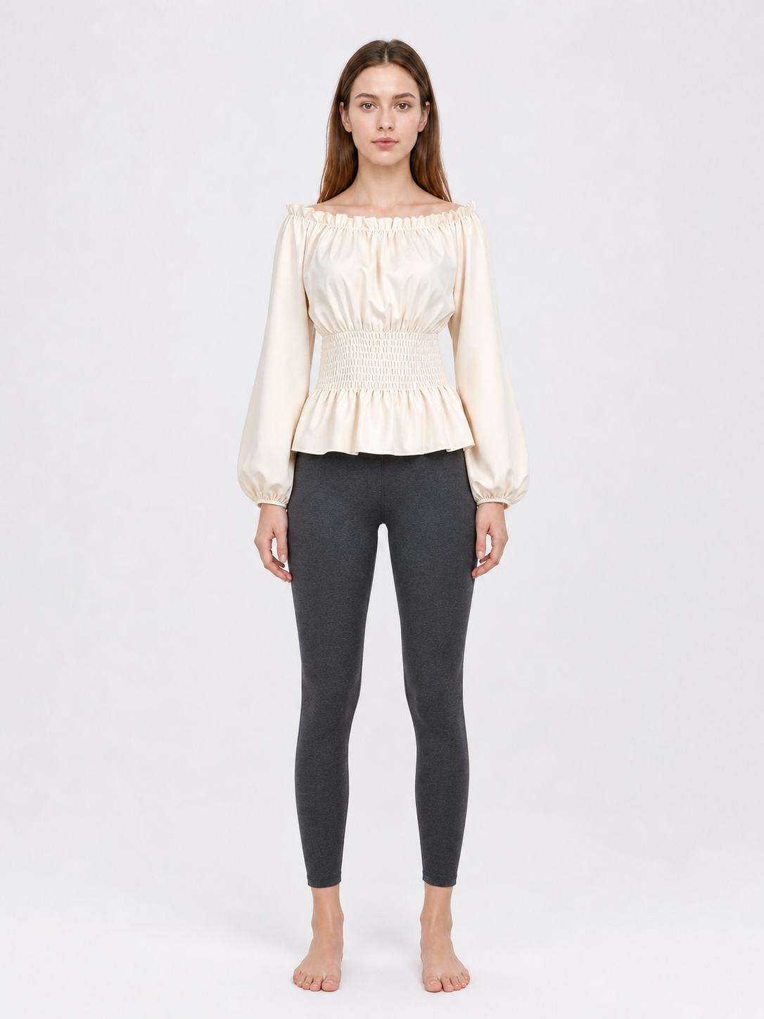 Off-the-Shoulder Blouse with Puff Sleeves