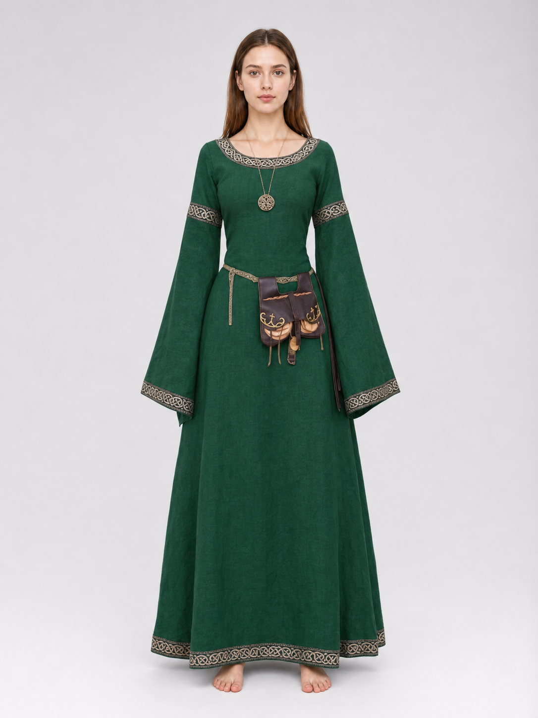 Medieval-Style Dress with Wide Sleeves