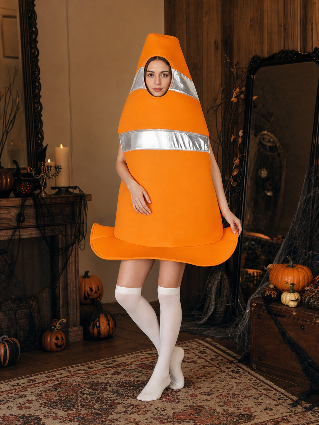 Adult Orange Traffic Cone Costume for Parties