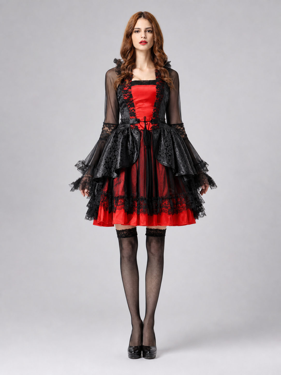 Gothic Vampire Costume: Dress, Cape, and Belt