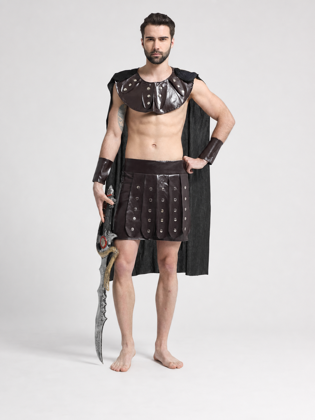 Spartan Warrior Costume with Cape and Bracers