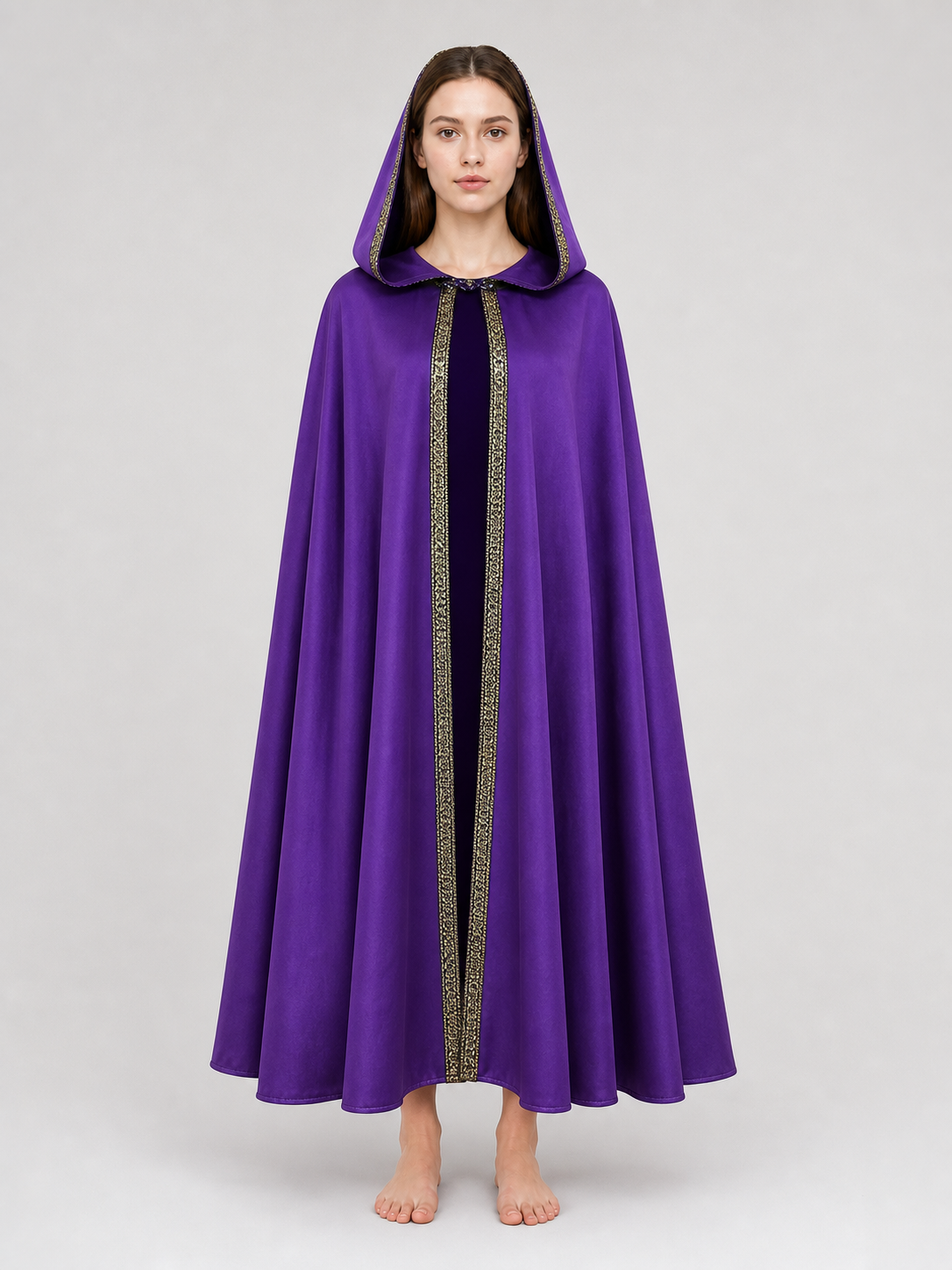 Purple Hooded Velvet Costume Cape product view 27