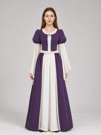Long Vintage-Style Dress with Ruffles