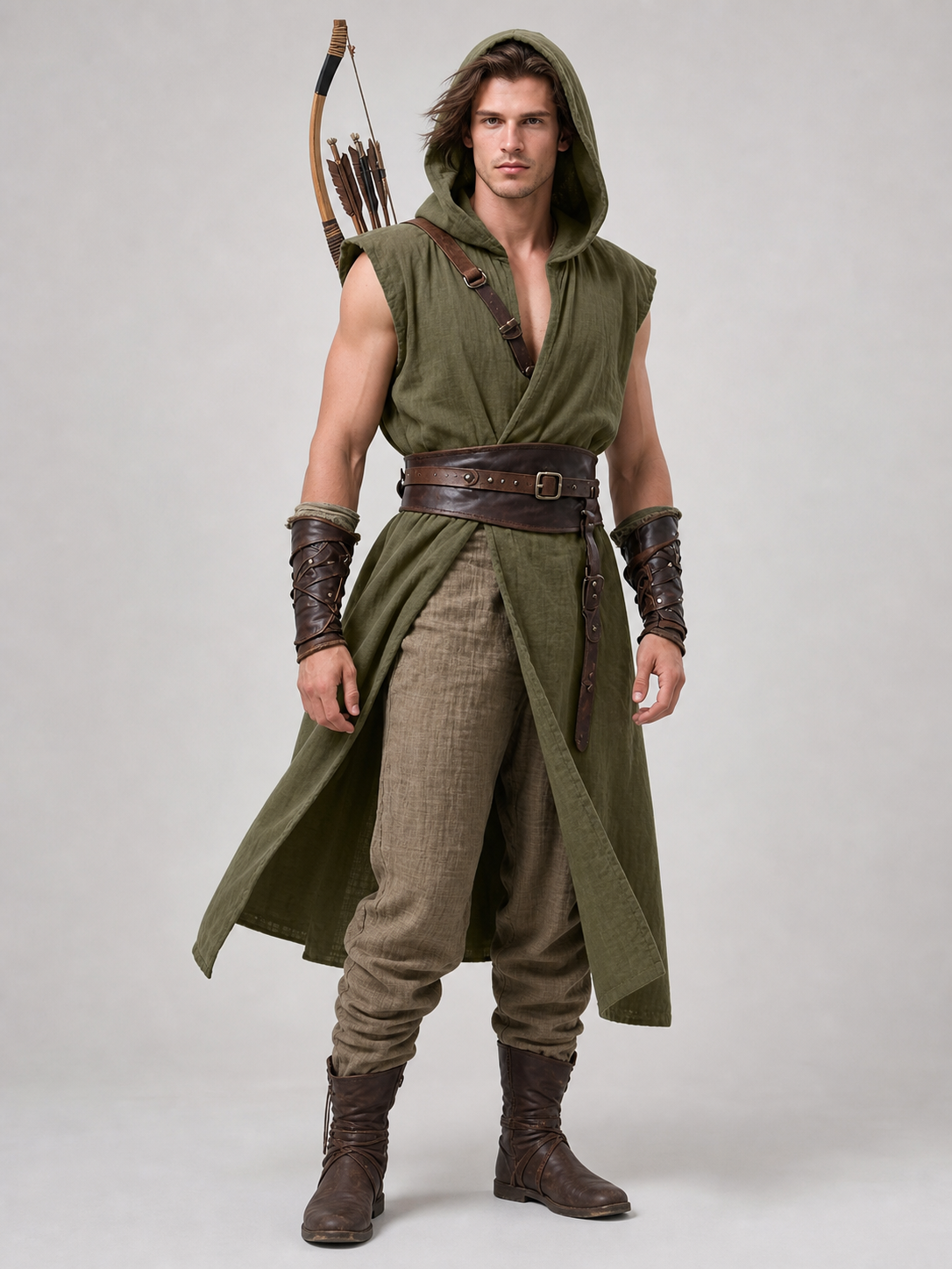 Medieval Cosplay Hooded Tunic with Belt