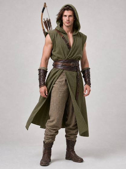 Medieval Cosplay Hooded Tunic with Belt