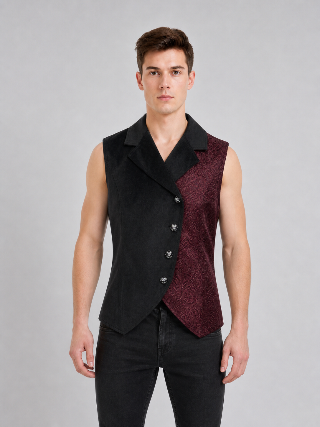 Asymmetrical Sleeveless Steampunk Vest
