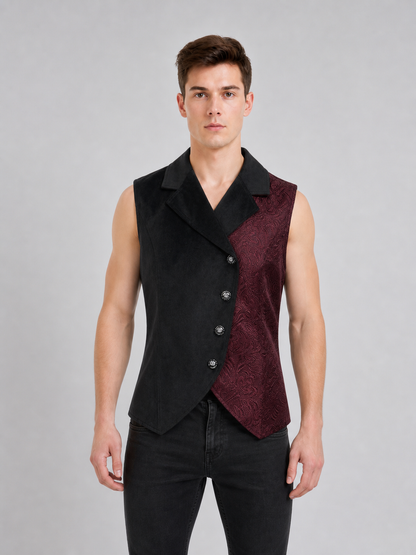 Asymmetrical Sleeveless Steampunk Vest