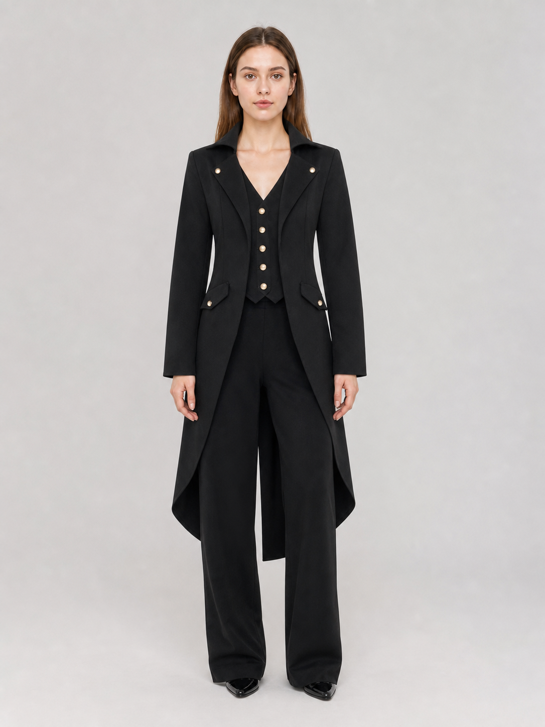 Black Long-Tailed Steampunk Tailcoat