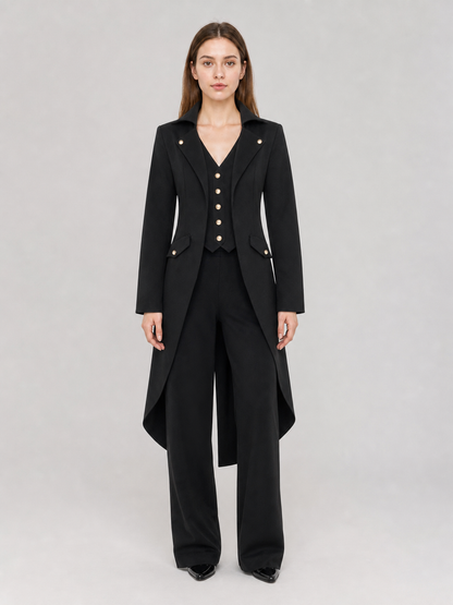 Black Long-Tailed Steampunk Tailcoat