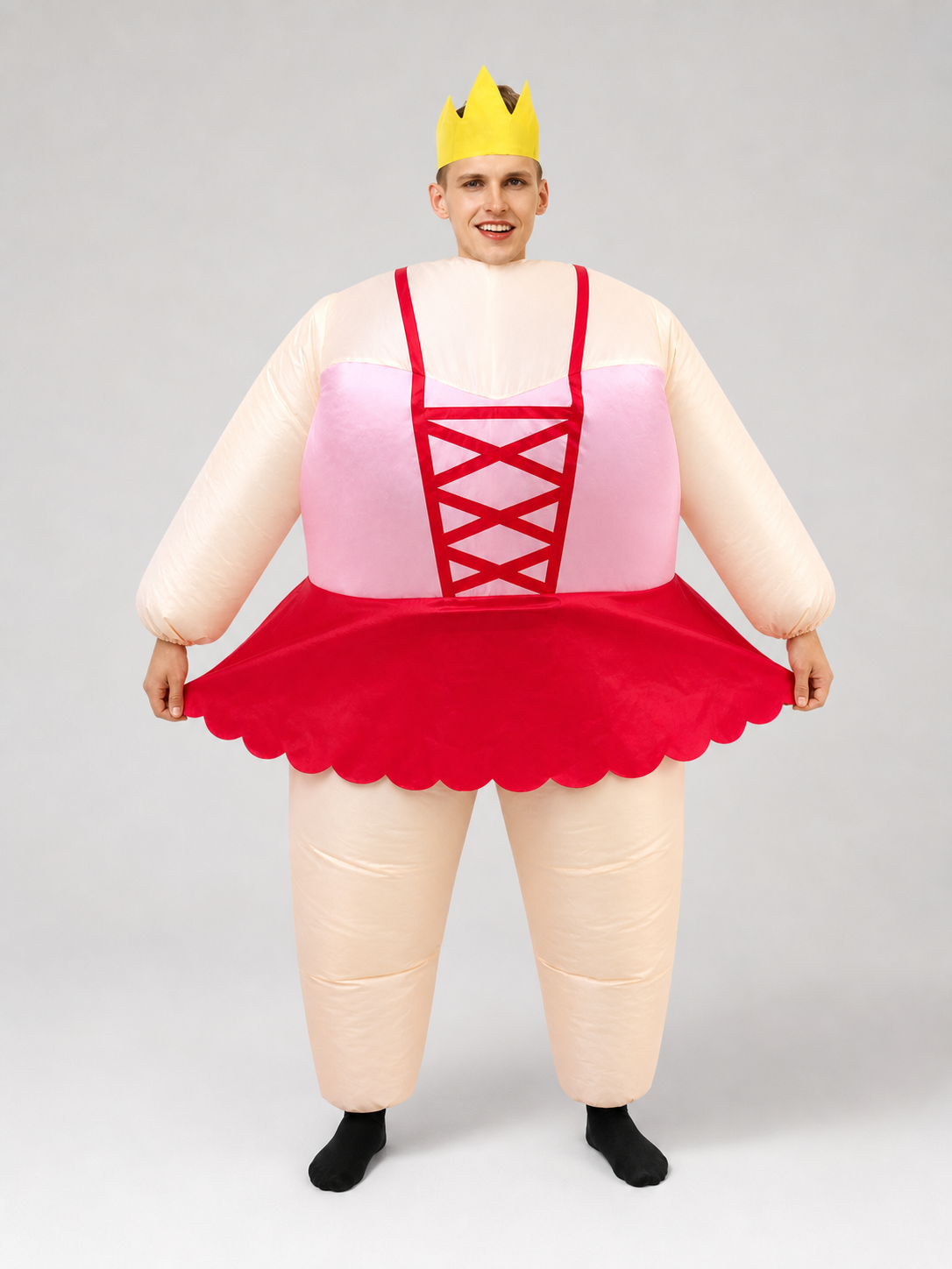 Inflatable clown costume in ballet style with a crown for the stage