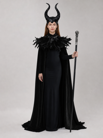 Black cape with scepter, dark fantasy-style set