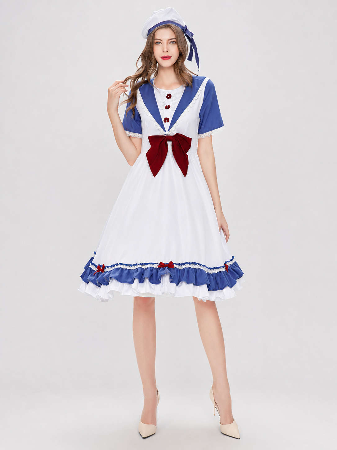 Cosplay Dress Costume with a Bow and Ruffles