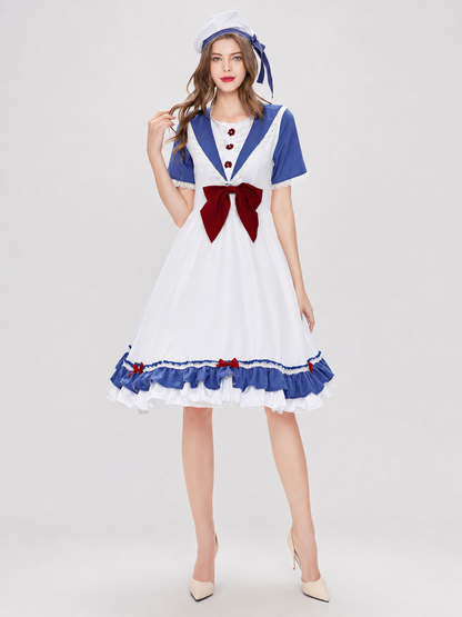 Cosplay Dress Costume with a Bow and Ruffles