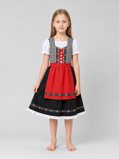 Folk-Style Carnival Dress with Bonnet