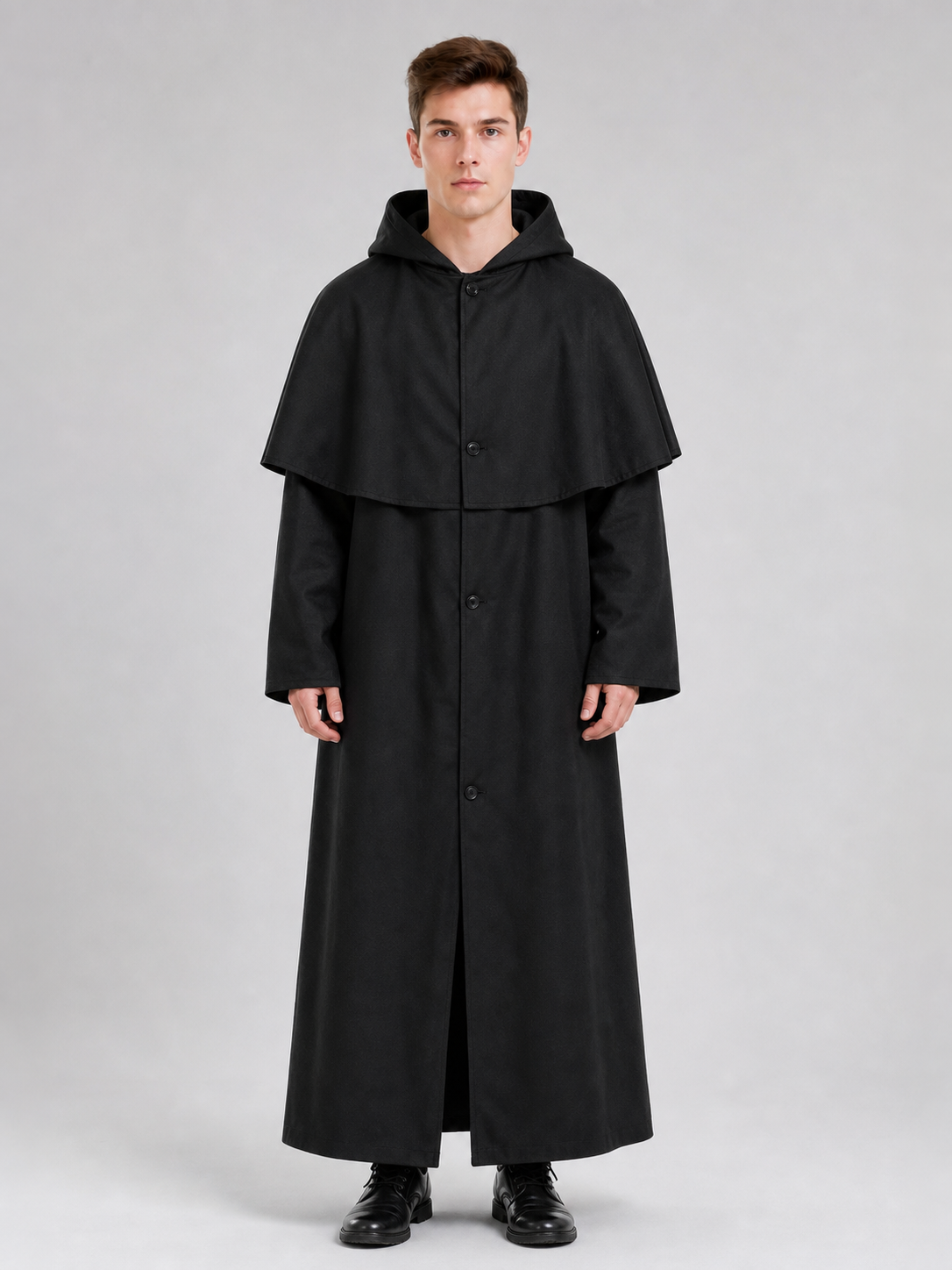Long Black Hooded Cloak for Cosplay